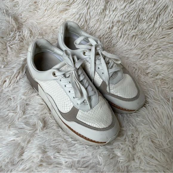 Massimo Dutti leather sneakers white size 8 39 - Picture 1 of 12